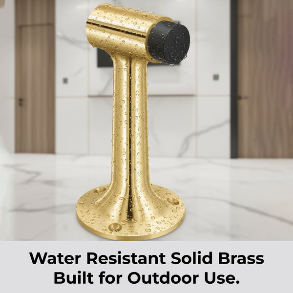 Heavy Duty 6″ Floor-Mount Door Stop – Solid Brass, Commercial Grade (Polished Brass)