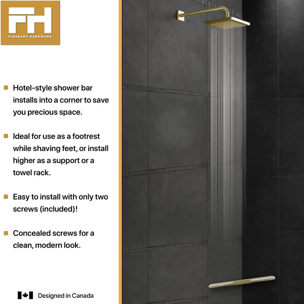 Hotel Style Shower Bar Footrest - Satin Brass Finish