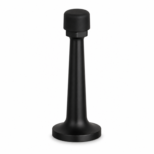 3″ Wall-Mount Door Stop – Solid Brass, Residential Grade, Flat Black (US19) with Black Tip
