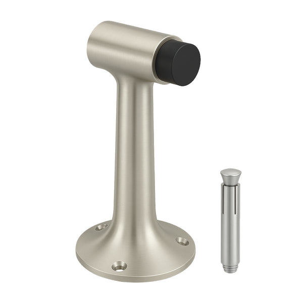 Heavy Duty 6″ Floor-Mount Door Stop – Solid Brass, Commercial Grade (Satin Nickel)