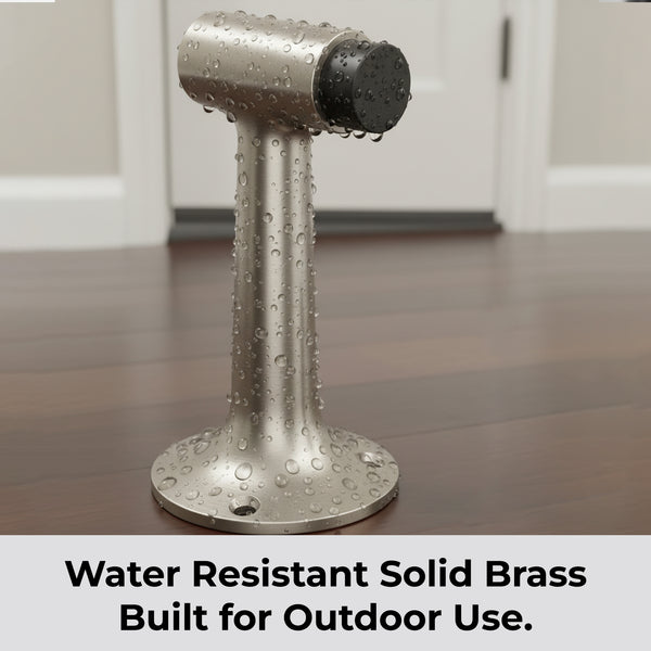 Heavy Duty 6″ Floor-Mount Door Stop – Solid Brass, Commercial Grade (Satin Nickel)