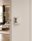 Round Door Knob Set with Square Rosette – Polished Nickel Finish (US14)