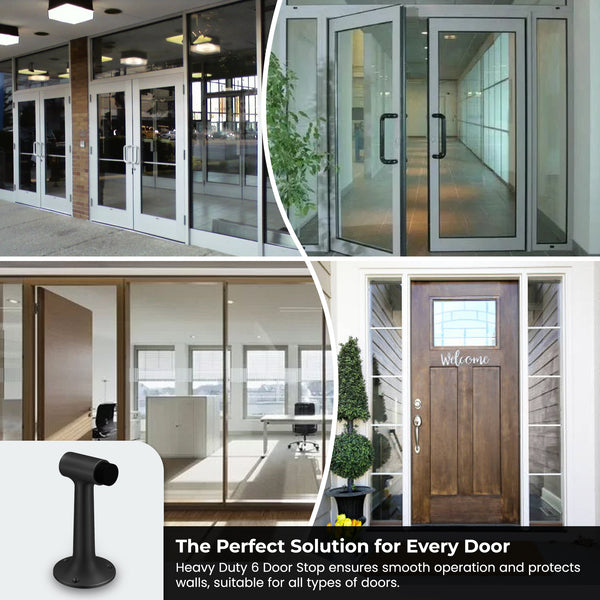 Heavy Duty 6″ Floor-Mount Door Stop – Solid Brass, Commercial Grade (Matte Black)