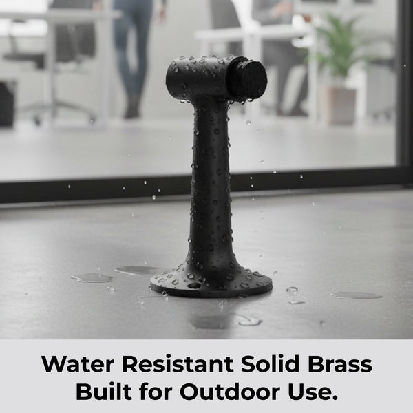 Heavy Duty 6″ Floor-Mount Door Stop – Solid Brass, Commercial Grade (Matte Black)